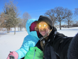 Then we took a picture together. It was really sunny out!